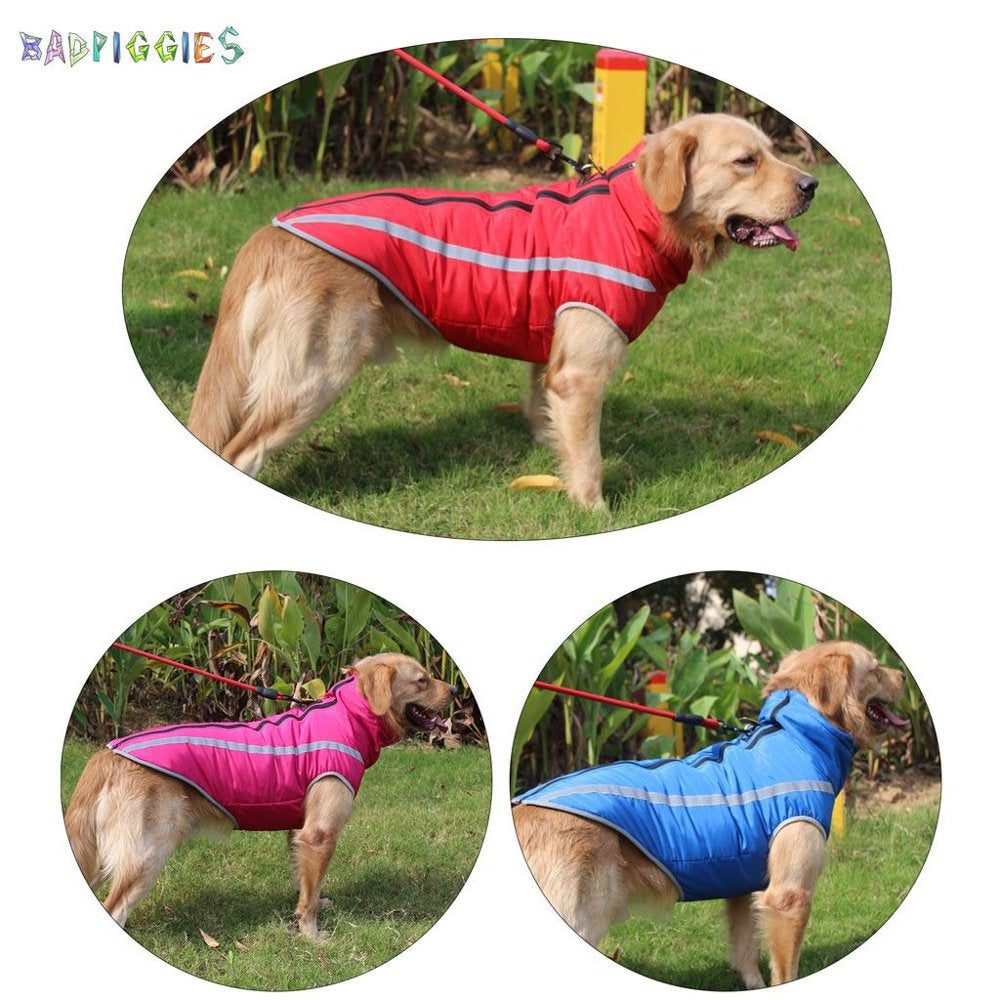 Badpiggies Reflective Dog Coat Winter Jacket, Waterproof Warm Pet Vest Snowsuit Windproof Outdoor Apparel for Medium Large Dogs Walking (XL, Red) Animals & Pet Supplies > Pet Supplies > Dog Supplies > Dog Apparel BadPiggies   