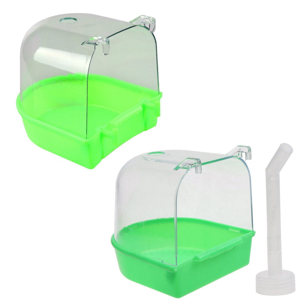 BOOYOU Bird Bath Box Parrot Bathing Cage Accessory for Small Birds Parakeet Canary Budgerigar Lovebirds Transparent Top Animals & Pet Supplies > Pet Supplies > Bird Supplies > Bird Cage Accessories BOOYOU   