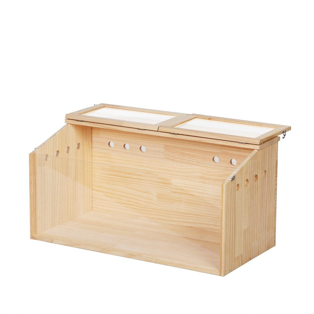 Middle Transparent Wooden Hamster Cage, Small Animal Habitat Hutch for Large Siberian Hamster,Gerbils,Little Rabbits, Natural Animals & Pet Supplies > Pet Supplies > Small Animal Supplies > Small Animal Habitats & Cages HOMEFUL   