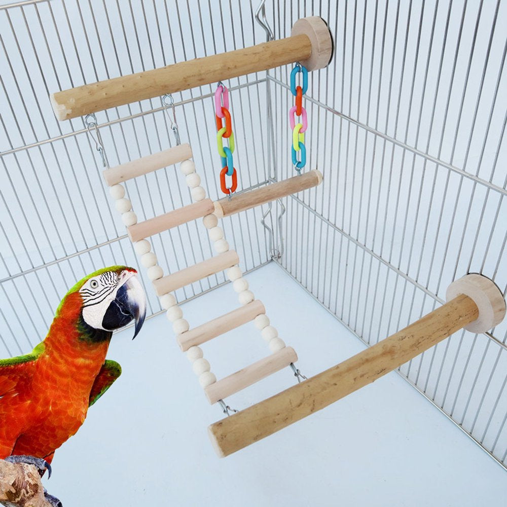 AOOOWER Wood Bird Perch Stand Toy Parrot Swing Climbing Ladder Birdcage Play Gyms Playground for Parakeet Cockatiel Lovebirds Animals & Pet Supplies > Pet Supplies > Bird Supplies > Bird Cages & Stands AOOOWER   