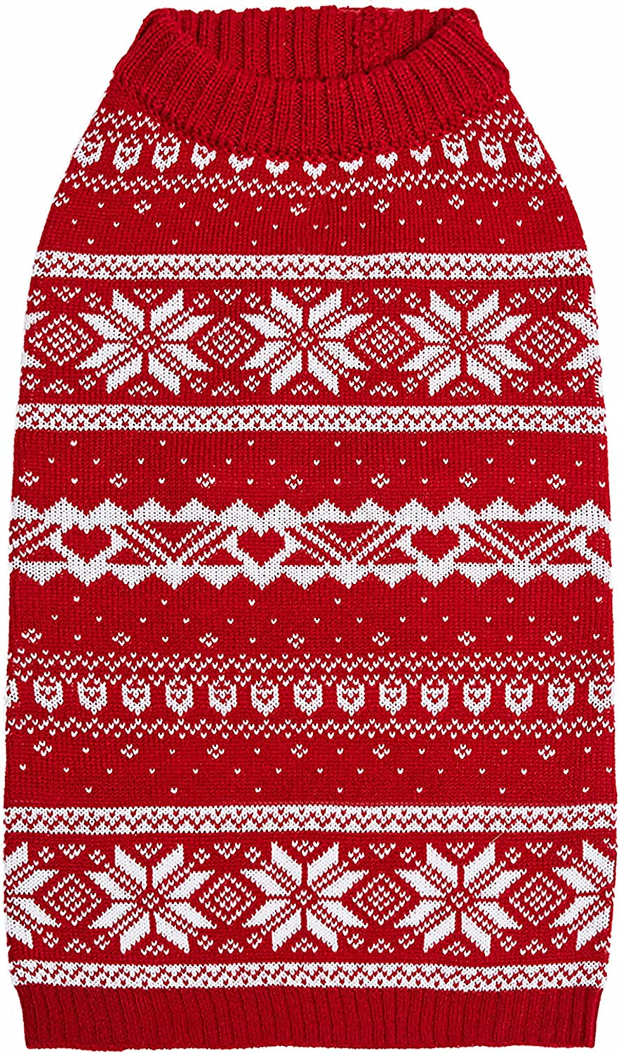 Blueberry Pet Ugly Christmas Reindeer Dog Sweater Turtleneck Holiday Family Matching Clothes for Dog, Tango Red & Navy Blue, Back Length 12", Warm Winter Outfit for Small Dogs Animals & Pet Supplies > Pet Supplies > Dog Supplies > Dog Apparel Blueberry Pet A Design: Dog - True Red 10 inch (Pack of 1) 