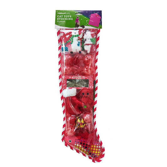 Vibrant Life Holiday 21 Piece Cat Toy Stocking Gift Set, Red Animals & Pet Supplies > Pet Supplies > Dog Supplies > Dog Toys POLYTOYS Red  