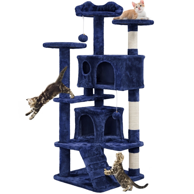 Easyfashion 54.5"H Cat Tree Tower Condo Scratching Post Kitten Furniture Dark Gray Animals & Pet Supplies > Pet Supplies > Cat Supplies > Cat Furniture Easyfashion Navy Blue  