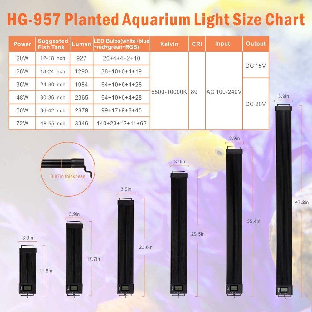 Hygger LED Aquarium Light, Full Spectrum Plant Fish Tank Light, 7 Colors Animals & Pet Supplies > Pet Supplies > Fish Supplies > Aquarium Lighting hygger   