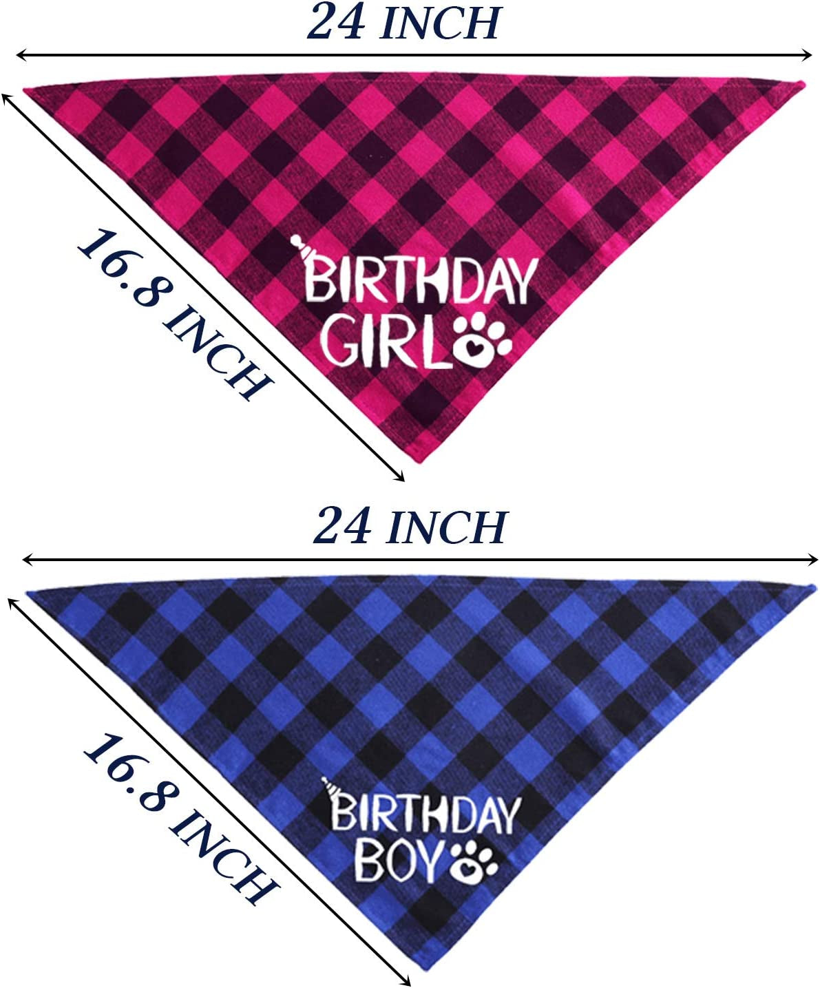 STMK 2 Pack Dog Birthday Bandana, Dog Birthday Boy Girl Bandana Plaid Triangle Scarf for Dog Puppy Birthday Party Supplies Animals & Pet Supplies > Pet Supplies > Dog Supplies > Dog Apparel STMK   