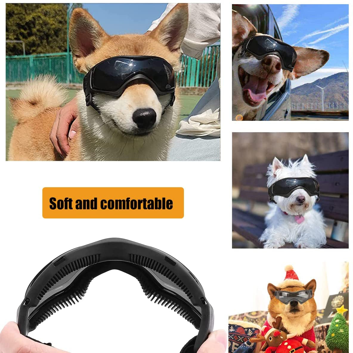 Shingoql Dog Goggles Easy Wear Small Dog Sunglasses Adjustable Anti-Uv Waterproof Windproof Puppy Glasses for Small Breed to Medium Dog (Black) Animals & Pet Supplies > Pet Supplies > Dog Supplies > Dog Apparel Shingoql   