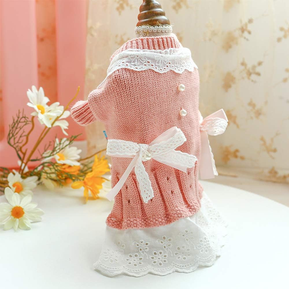 Babyoung Girl Dog Clothes Knitted Dog Dress - Knit Pet Sweaters Clothes for Pets,Small Dog Clothes, Pet Clothes Hoodie,Sweater,Coats(M, Pink) Animals & Pet Supplies > Pet Supplies > Dog Supplies > Dog Apparel BabYoung   