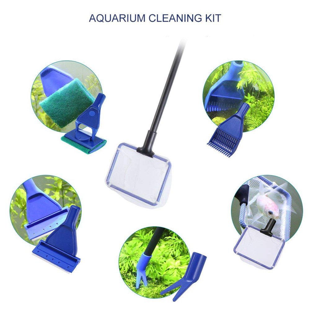 Aquaneat Aquarium Cleaning Set, 5 in 1 Fish Tank Tools Including Fish Net, Algae Scraper Animals & Pet Supplies > Pet Supplies > Fish Supplies > Aquarium Cleaning Supplies AquaNeat   