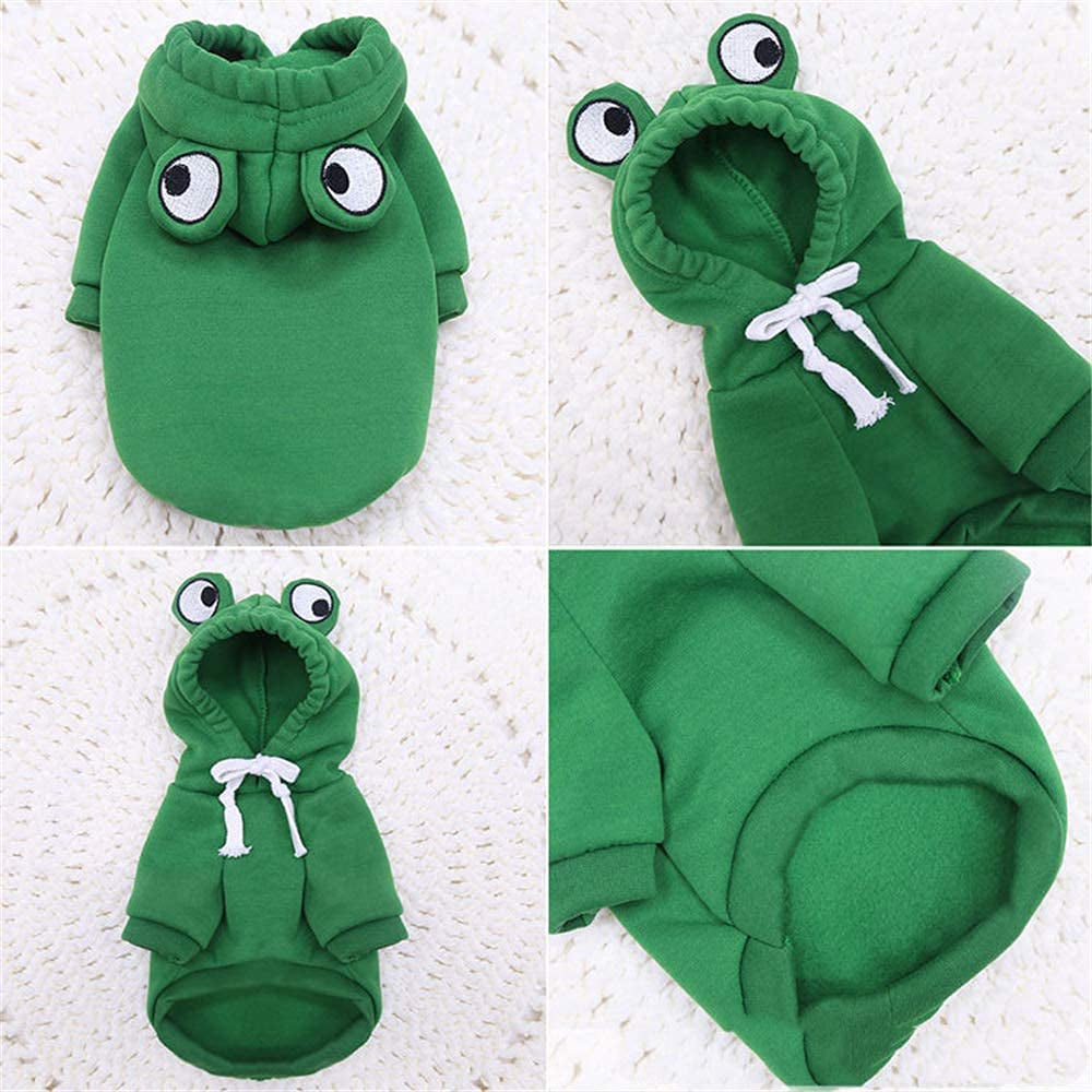 Dog Hoodie- Dog Basic Sweater Coat Cute Frog Shape Warm Jacket Pet Cold Weather Clothes Outfit Outerwear for Small Dogs Cats Puppy Small Animals（L） Animals & Pet Supplies > Pet Supplies > Dog Supplies > Dog Apparel MJEMS   