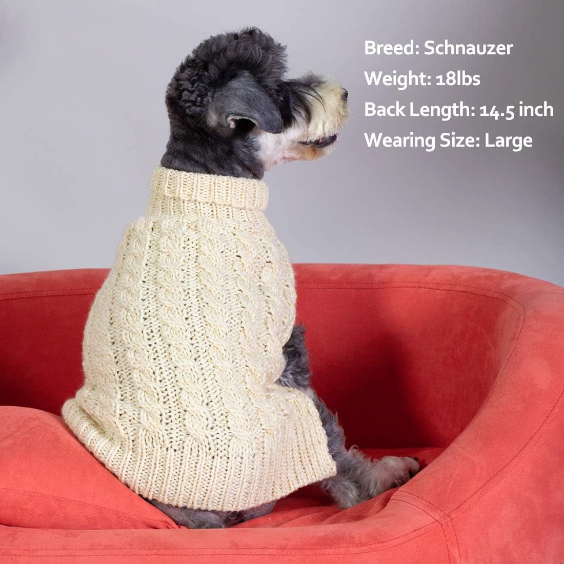 KYEESE Dog Sweaters Beige with Golden Thread Turtleneck Pet Sweater for Cold Weather Animals & Pet Supplies > Pet Supplies > Dog Supplies > Dog Apparel kyeese   