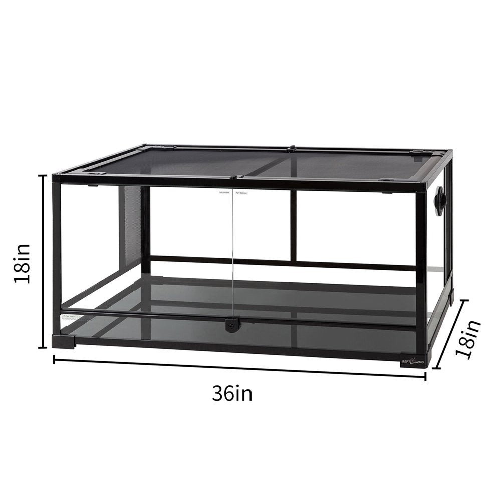 REPTI-ZOO Reptile Glass Terrarium, Double Hinge Door with Screen Ventilation Reptile 36" X 18" X 18" Animals & Pet Supplies > Pet Supplies > Reptile & Amphibian Supplies > Reptile & Amphibian Substrates Etan Pet Supplies Inc.   