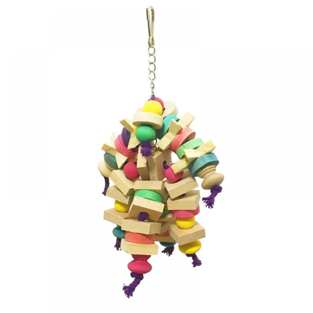 Bird Toys, Parrot Toys, Parrots Cage Chewing Toy with Colorful Wood Beads, Multicolored Wooden Block Bite Toys for Macaw African Grey Cockatoo and a Variety of Parrots Animals & Pet Supplies > Pet Supplies > Bird Supplies > Bird Toys LOVEBAY   