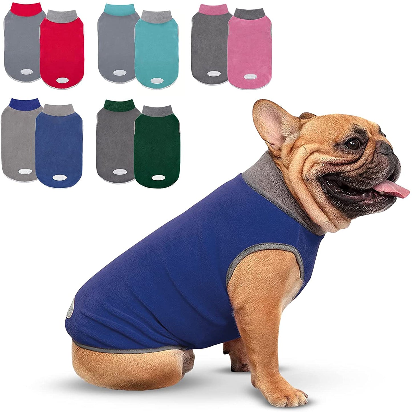 Cyeollo 2 Pack Small Dog Fleece Sweater Stretchy Pullover Sweatshirt Boy Dog Sweatshirt with Reflective Stripe Pet Blue Dog Clothes Dog Sweaters Turquoise & Grey Animals & Pet Supplies > Pet Supplies > Dog Supplies > Dog Apparel cyeollo 2# Navy & Grey X-Large 