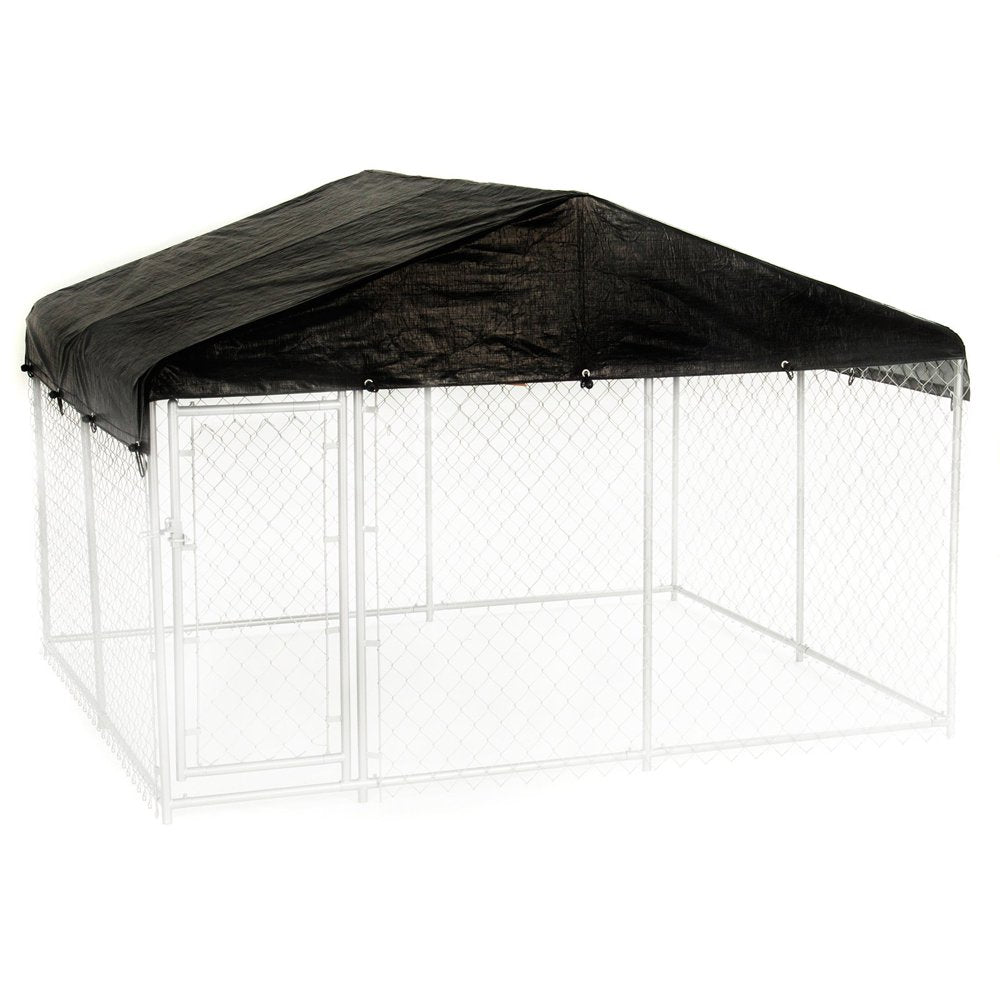Lucky Dog Weatherguard Outdoor Dog Kennel Roof Cover, Black, 10'L X 10'W X 1'H