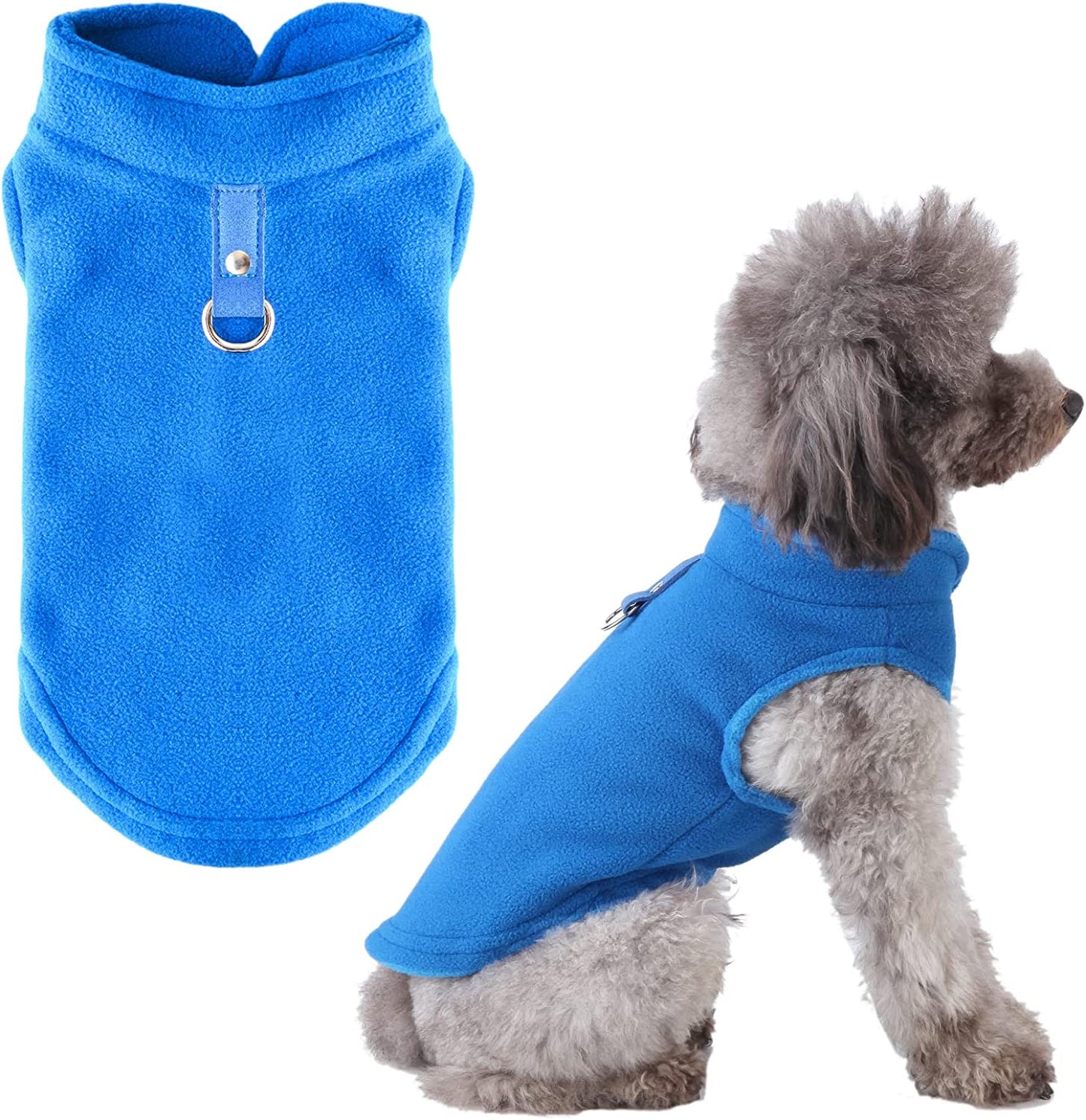 PETCARE Small Dog Sweater Cat Fleece Vest Soft Dog Jacket with Leash O-Ring Winter Warm Pet Pullover Coat Puppy Clothes for Small Dogs Cats Chihuahua Apparel Shih Tzu Costume, Grey Animals & Pet Supplies > Pet Supplies > Dog Supplies > Dog Apparel PETCARE Blue L (Suggest 12-17 lbs) 