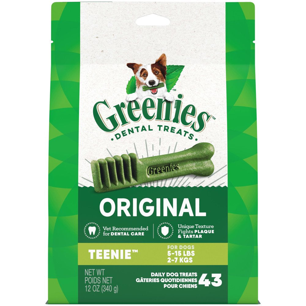 GREENIES Original TEENIE Natural Dental Dog Treats, 12 Oz. Pack (43 Treats) Animals & Pet Supplies > Pet Supplies > Dog Supplies > Dog Treats Mars Petcare   