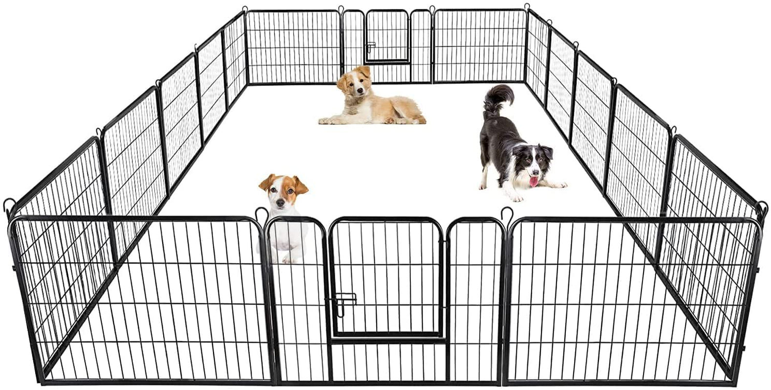 KOFUN Dog Playpen, Dog Pen Indoor Outdoor, Portable Metal Pet Playpen, Cat Exercise Fence Barrier Kennel, Pet Fence Gate with Doors for Large/Medium/Small Pets, Exercise Pen for Yard, 16 Panels