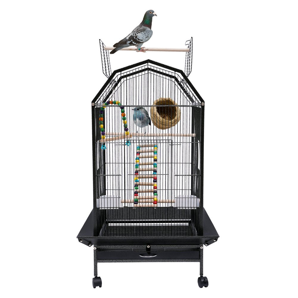 Aohuada Parakeet Bird Cage with Stand Metal Pet Bird Flight Cages Large Finch Bird Cage for Conure Canary Parekette Macaw Finch Cockatoo Budgie Cockatiels Parrot Pet House,Black Animals & Pet Supplies > Pet Supplies > Bird Supplies > Bird Cages & Stands Aohuada L  