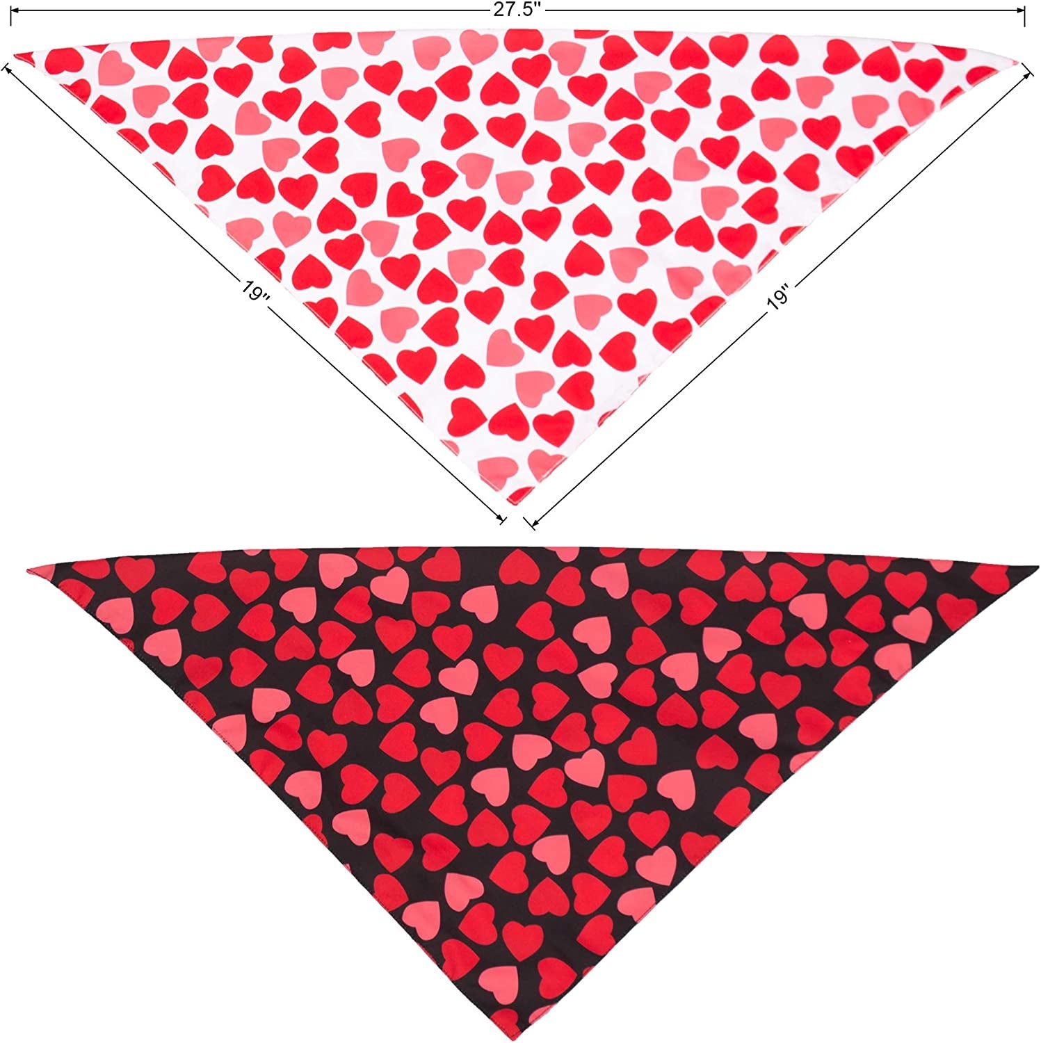 PTDECOR Valentine'S Day Dog Bandana Reversible Triangle Bibs Scarf for Small Medium Large Dogs (Black&Red) Animals & Pet Supplies > Pet Supplies > Dog Supplies > Dog Apparel PTDECOR   