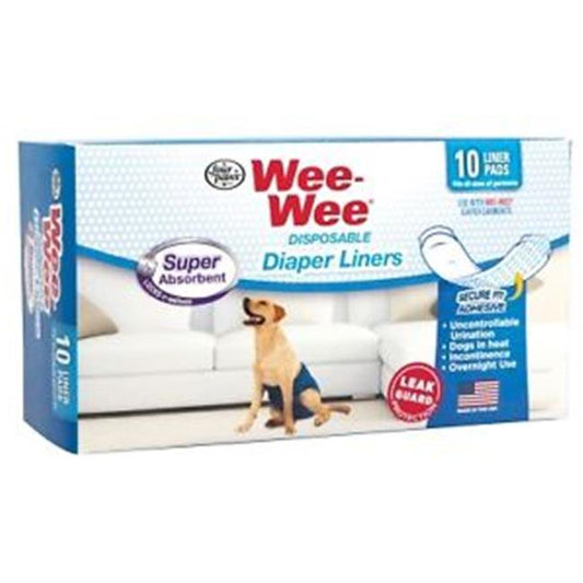 Four Paws Products FP97228 Wee Disposable Diaper Liner, 10 Count Animals & Pet Supplies > Pet Supplies > Dog Supplies > Dog Diaper Pads & Liners Four Paws Products   