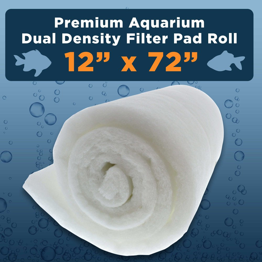 Master Pet Supply Premium Dual Density Aquarium Filter Pad Roll, Cut to Fit 12" by 72" Filtration Media for Freshwater, Saltwater Aquariums, Koi Ponds, Fish Reef Tank, Terrariums - Crystal Clear Water