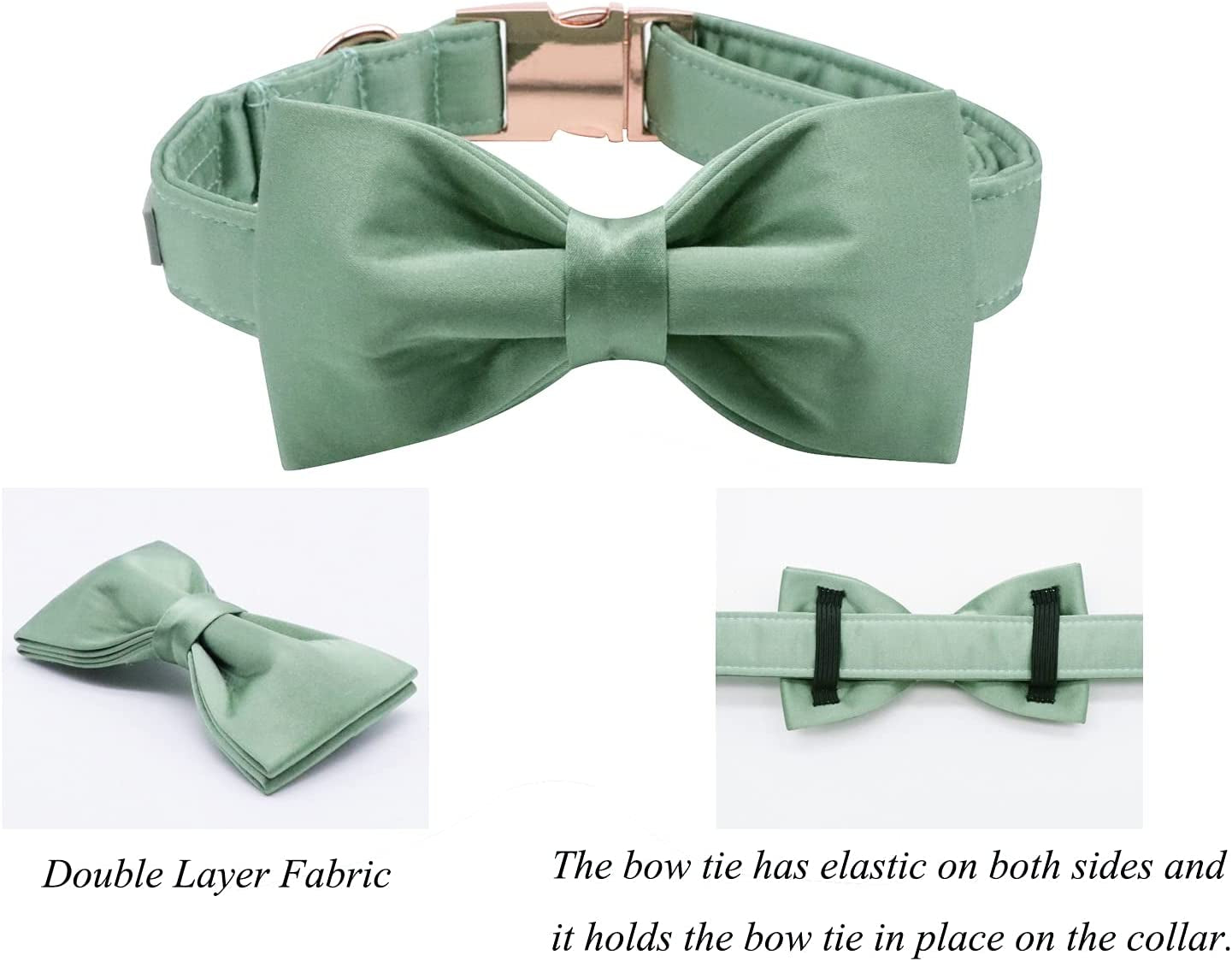 Lionet Paws Bowtie Dog Collar - Comfortable Silk Green Dog Collar with Detachable Bow Tie for Large Dogs, Neck 16-24 Inches Animals & Pet Supplies > Pet Supplies > Dog Supplies > Dog Apparel lionet paws   