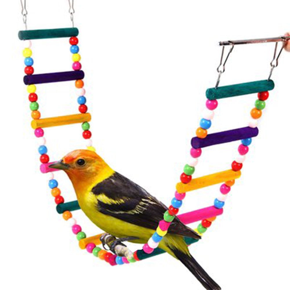 Bird Parrot Toys, Naturals Rope Colorful Step Ladder Swing Bridge for Pet Trainning Playing, Flexible Birds Cage Accessories Deco Animals & Pet Supplies > Pet Supplies > Bird Supplies > Bird Cage Accessories AUPERTO   