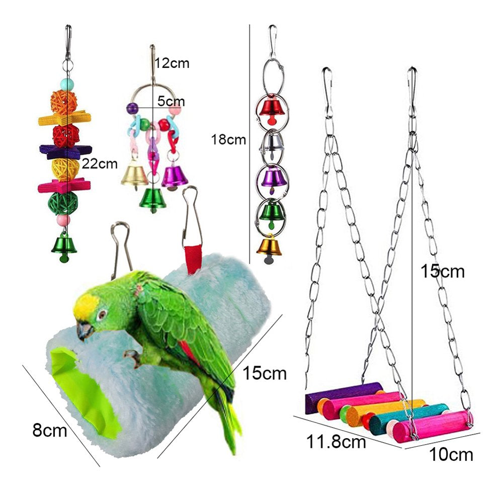 Pet Enjoy 5Pcs Bird Swing Chewing Toys,Parrot Hanging Swing Nest Hammock Bell Toys Bird Climbing Toys Suitable for Parrot Birdcage Accessories Animals & Pet Supplies > Pet Supplies > Bird Supplies > Bird Cage Accessories Pet Enjoy   