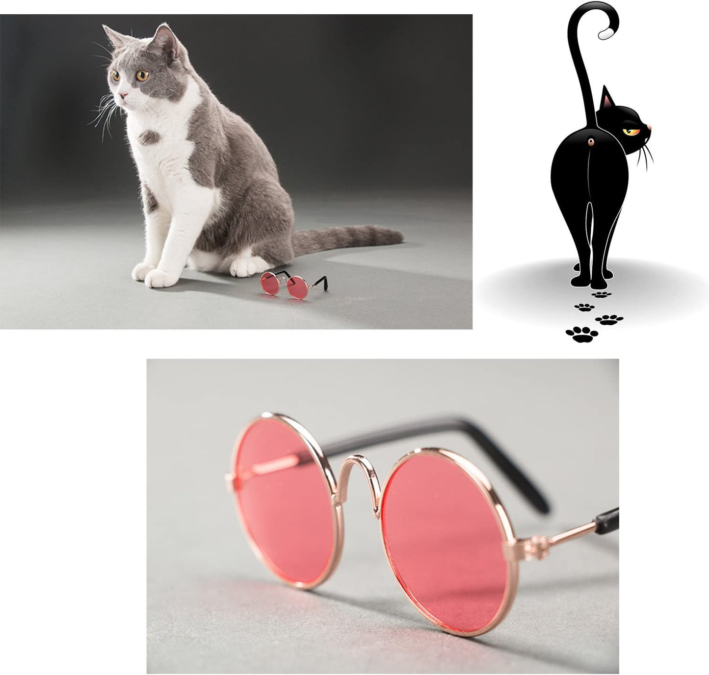 Coolrunner Cute and Funny Pet Sunglasses Classic Retro Circular Metal Prince Sunglasses for Cats or Small Dogs Fashion Costume Animals & Pet Supplies > Pet Supplies > Dog Supplies > Dog Apparel Coolrunner   