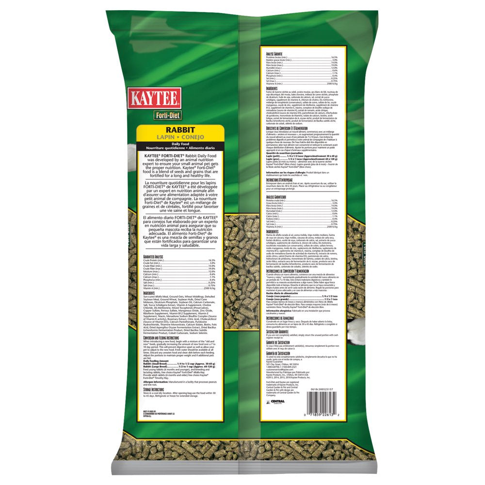 Kaytee Forti Diet Rabbit Food, 10 Pounds. Pelleted Food Animals & Pet Supplies > Pet Supplies > Small Animal Supplies > Small Animal Food Central Garden and Pet   