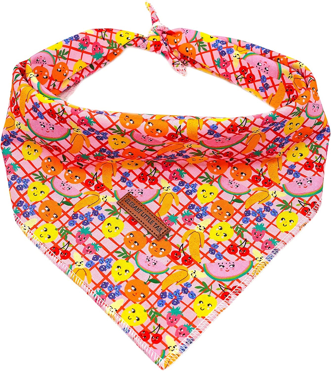 Elegant Little Tail Valentine Dog Bandana, Pet Dog Bibs Scarf, Soft Adjustable Square Dog Kerchief for Small Dogs Animals & Pet Supplies > Pet Supplies > Dog Supplies > Dog Apparel Elegant little tail Funny Fruit Small (Pack of 1) 