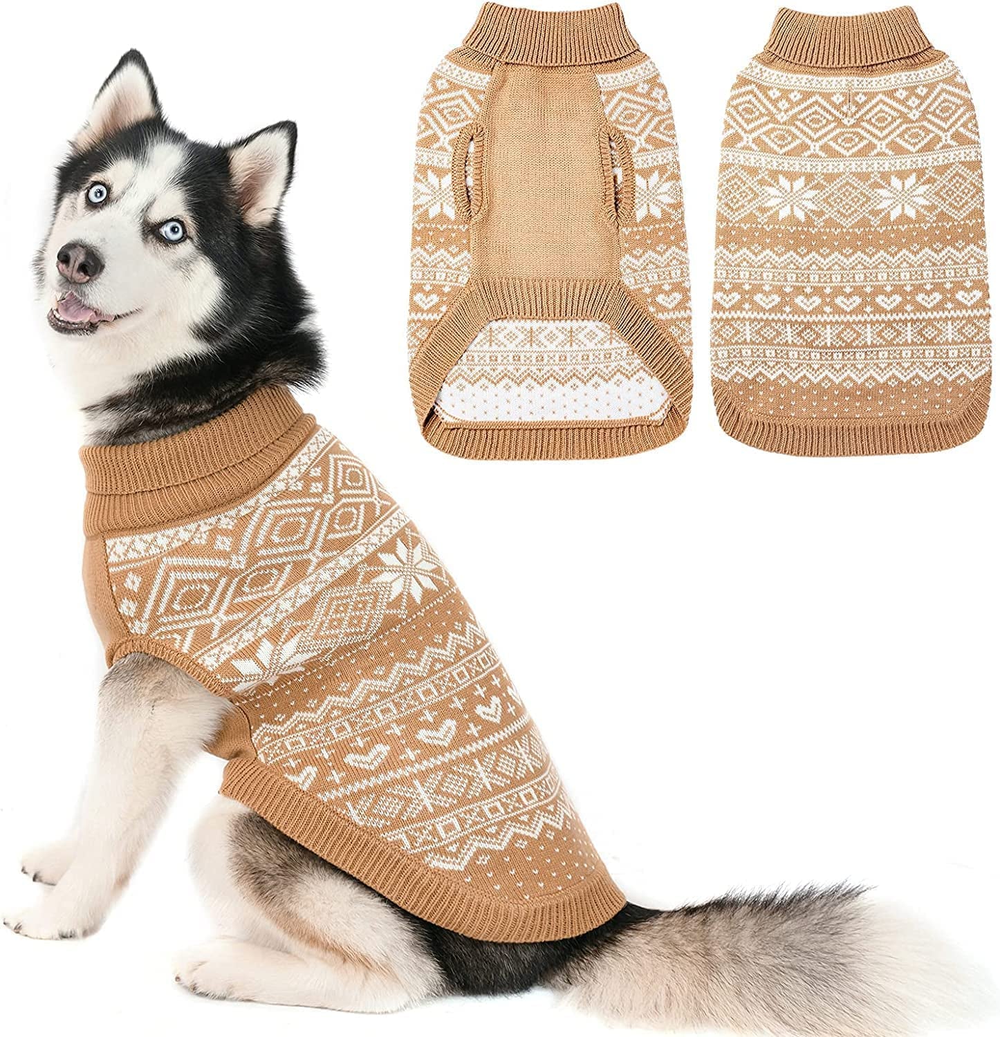 Dog Sweater Argyle - Warm Sweater Winter Clothes Puppy Soft Coat, Ugly Dog Sweater for Small Medium and Large Dogs, Pet Clothing Boy Girl Animals & Pet Supplies > Pet Supplies > Dog Supplies > Dog Apparel HOMIMP Cream Medium 