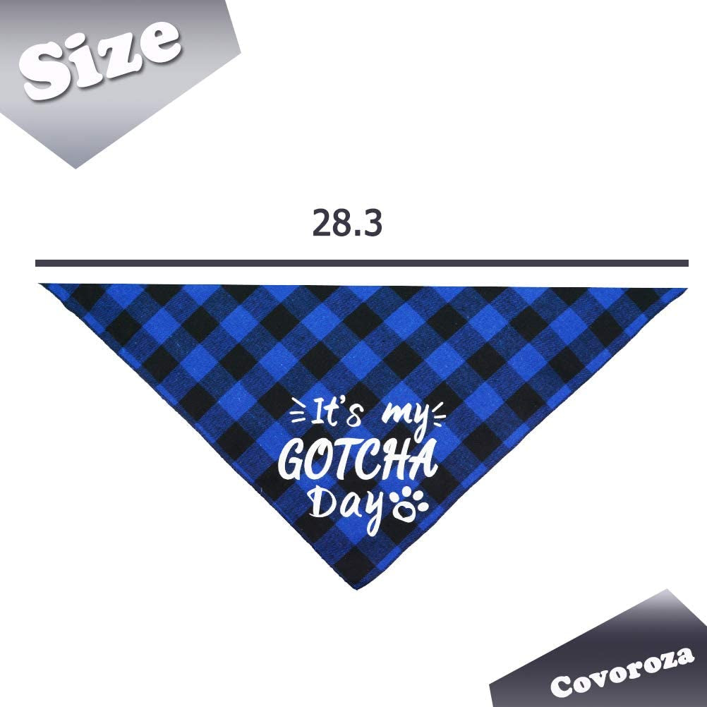 2 Pack It’S My Gotcha Day Print Dog Birthday Bandana for Boys and Girls Scarf Bibs Accessories for Pet Birthday Gift Red and Blue Animals & Pet Supplies > Pet Supplies > Dog Supplies > Dog Apparel Covoroza   