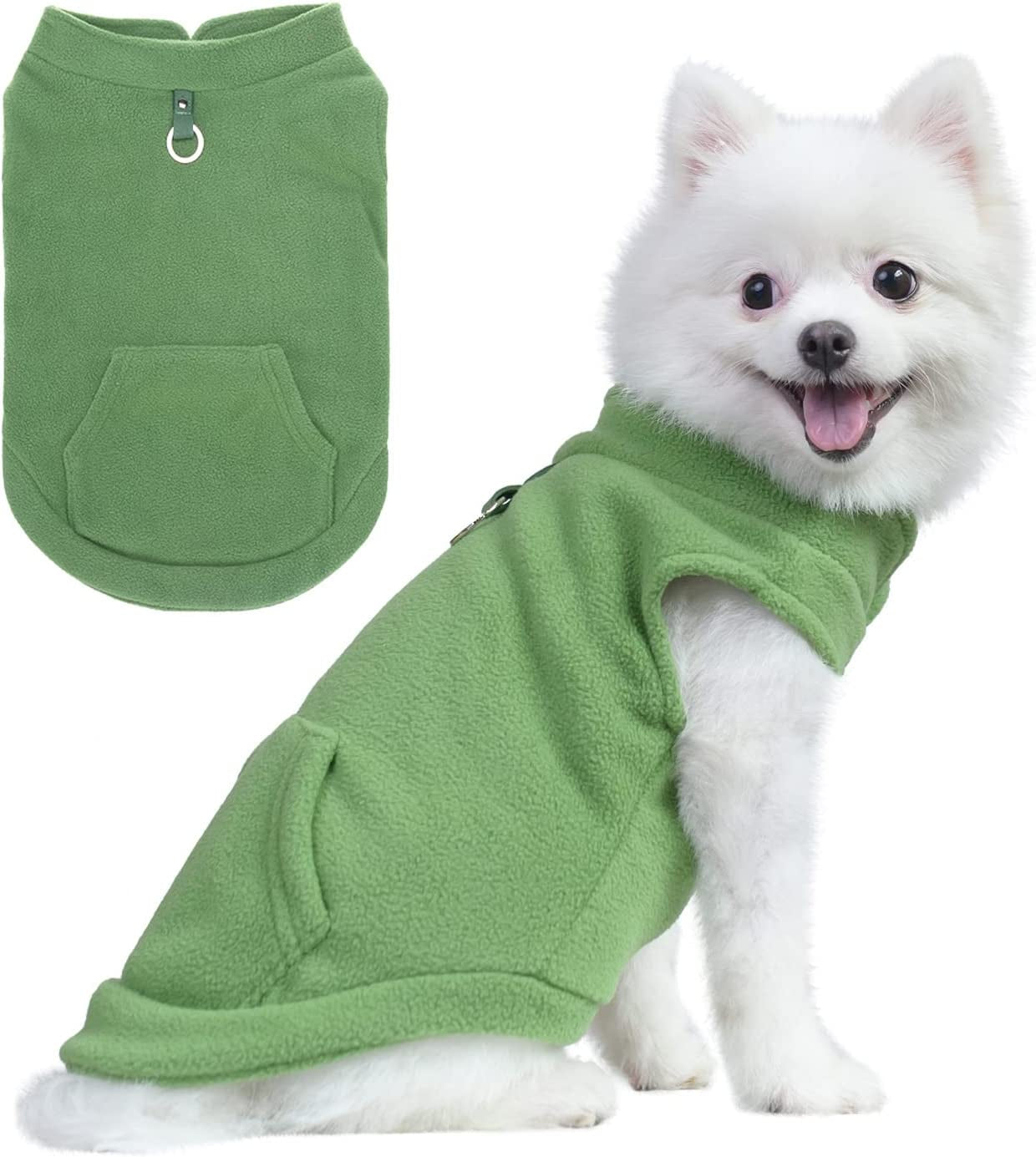 EXPAWLORER Polar Fleece Vest Dog Clothes - Fall Dog Sweater Pet Clothing, Warm Soft Pullover Sleeveless Dog Jacket with Small Pocket, Cold Winter Coat for Small Medium Large Dogs (Red, M) Animals & Pet Supplies > Pet Supplies > Dog Supplies > Dog Apparel HAOBO Green X-Small 