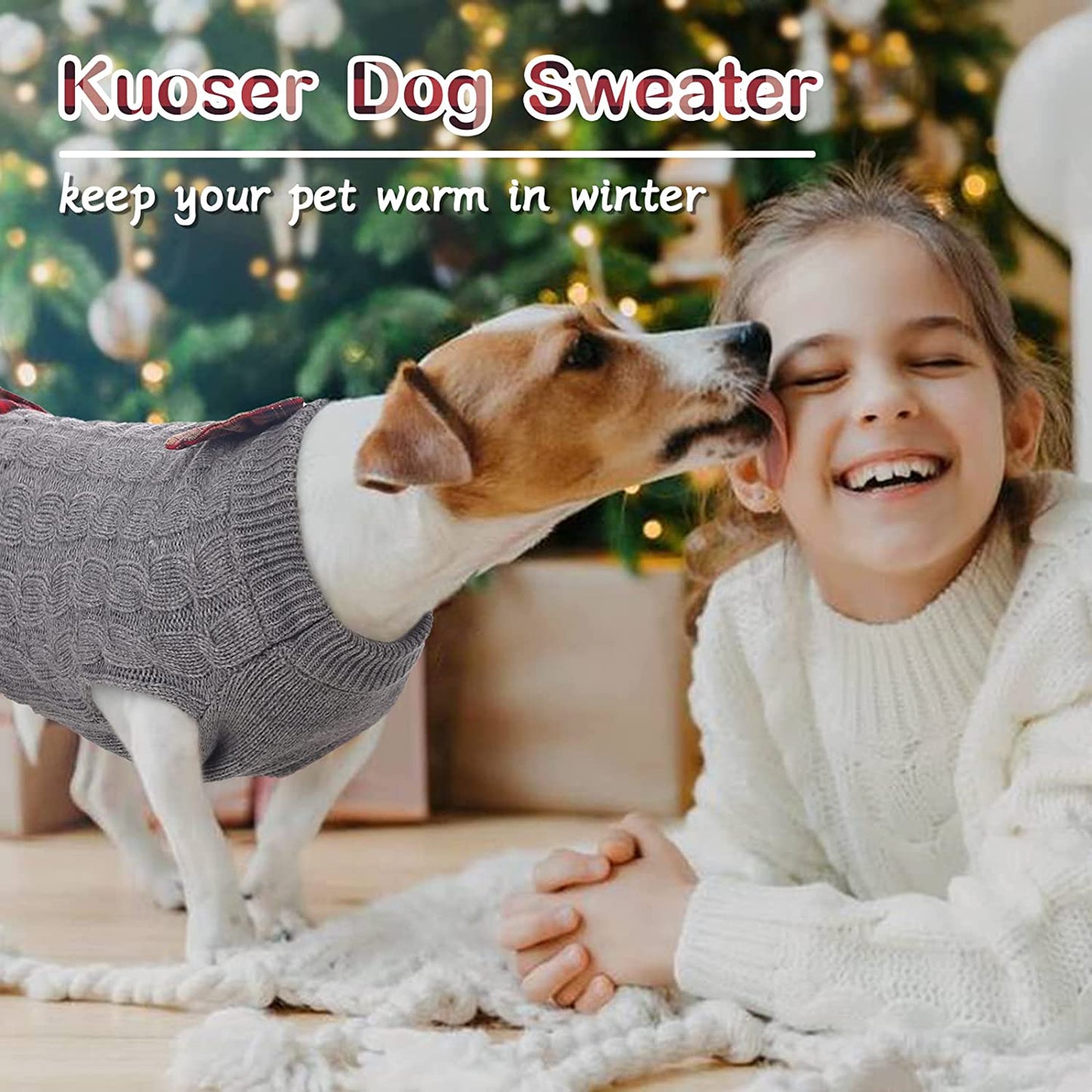 Kuoser Dog Sweater, Dog British Style Sweater Dress Warm Dog Sweaters Knitwear Vest Turtleneck Pullover Dog Coat for Small Medium Dogs Puppies Bulldog for Fall Winter with Leash Hole M Animals & Pet Supplies > Pet Supplies > Dog Supplies > Dog Apparel Kuoser   