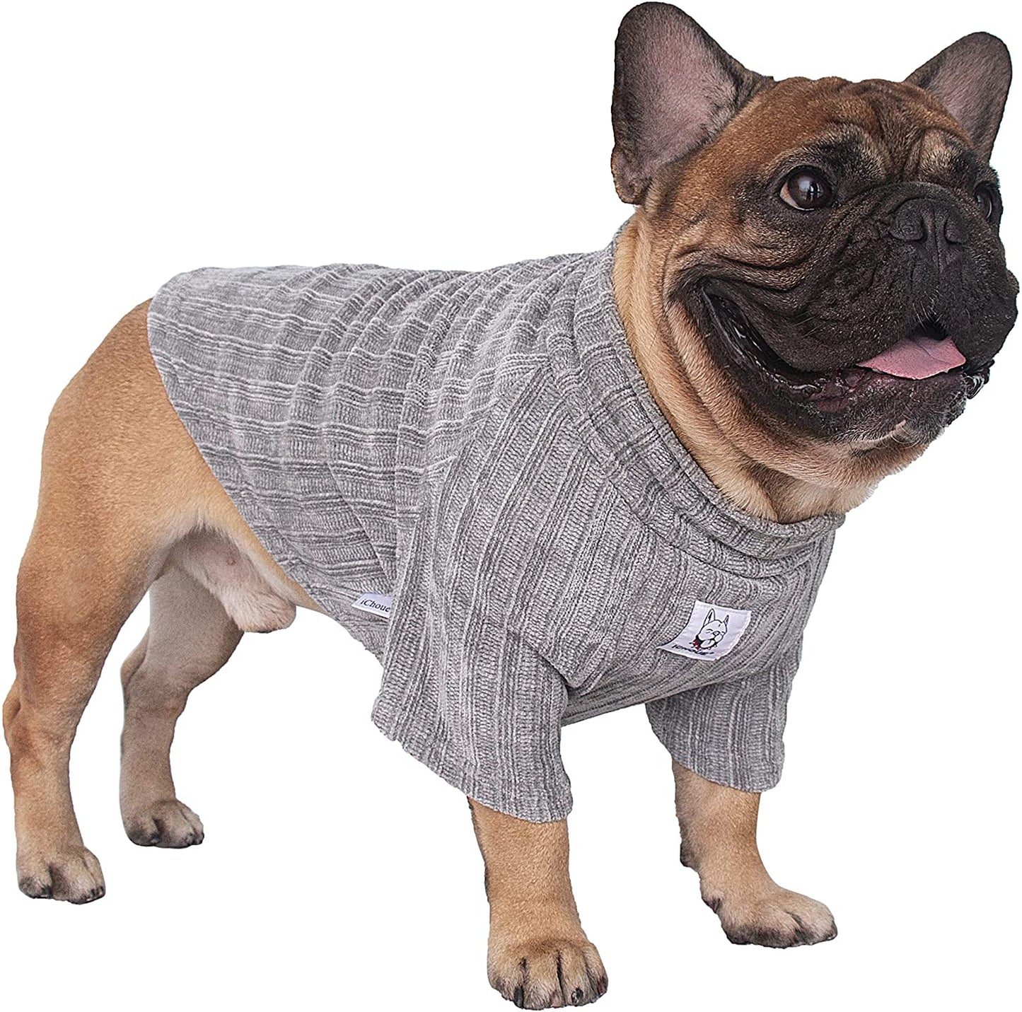 Ichoue Pet Dog Winter Warm Sweater Clothes Turtleneck for French Bulldog Frenchie Shiba Inu Corduroy Cold Weather Pullover Coat Shirt - Blue/Medium Animals & Pet Supplies > Pet Supplies > Dog Supplies > Dog Apparel iChoue Silver Large Plus (Pack of 1) 