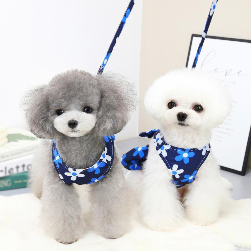 Monfince Dog Harness Dress with Leash Set, Princess Dog Vest for Small Dog Girl, Floral Puppy Dresses with Ring, Pet Clothes Doggie Outfits Cat Apparel, M Animals & Pet Supplies > Pet Supplies > Cat Supplies > Cat Apparel Monfince   