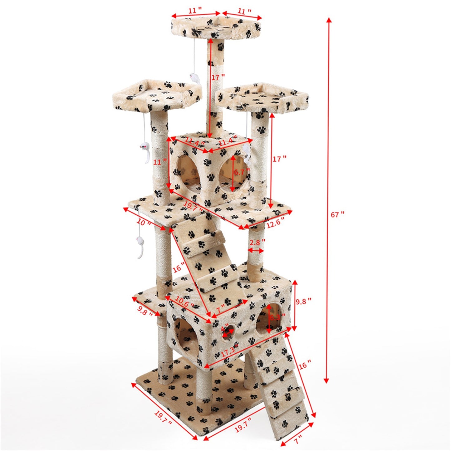 Pefilos Pet Furniture for Cats and Kittens - Cat Tower for Indoor Cats Tall Cat Tree for Big Cats Tiger Tough Cat Tree Tower Interactive Playground, Gray Animals & Pet Supplies > Pet Supplies > Cat Supplies > Cat Furniture Pefilos   