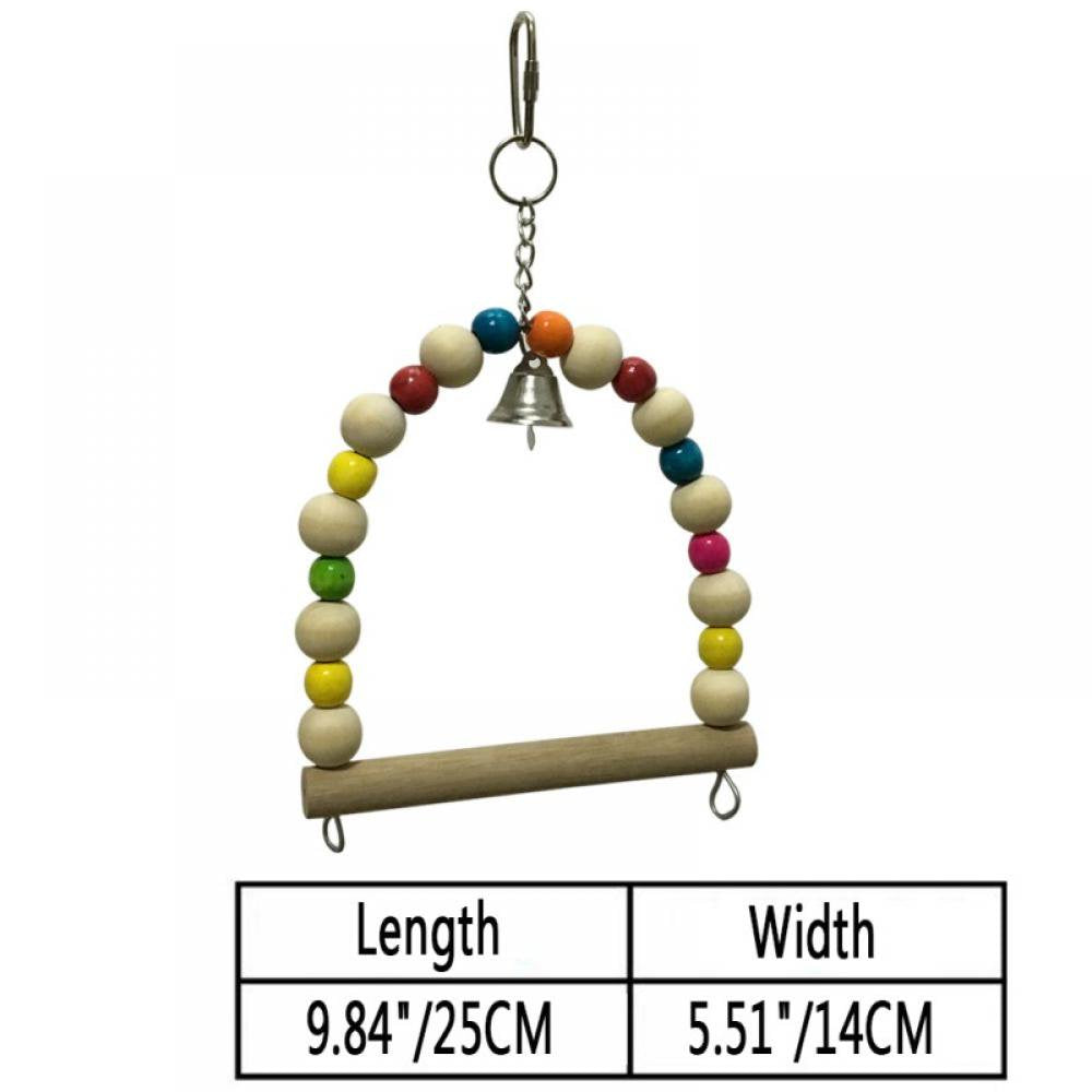 TOPWONER Parrot Swing Toys, Wooden Colorful Bird Perch Bird Cage Climbing Ladders Hanging Toys with Bell for Parakeet Cockatiel Macaw African Grey Cockatoo Lovebird Animals & Pet Supplies > Pet Supplies > Bird Supplies > Bird Ladders & Perches TOPWONER   