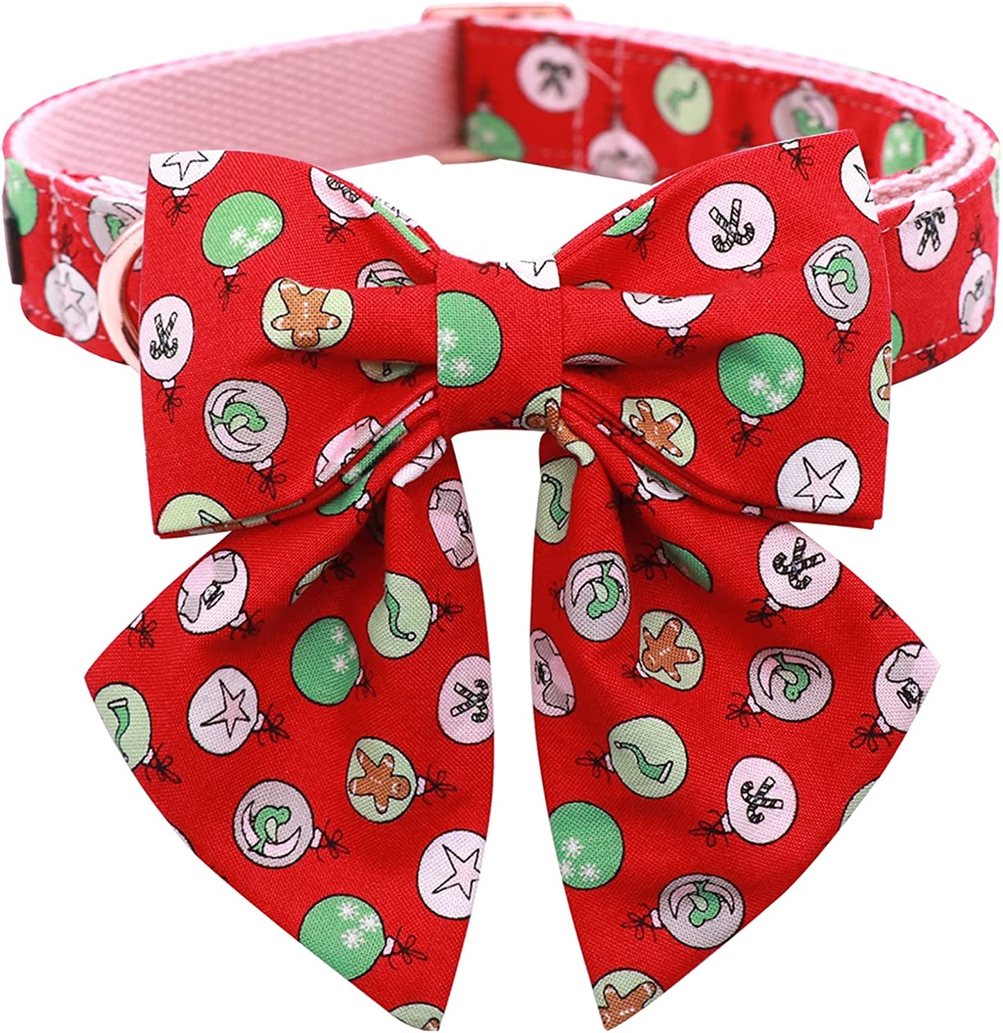 Lionet Paws Dog Collar with Bow Tie - Soft Comfortable Adjustable Collars with Metal Buckle for Medium Dogs, Neck 13.5-22 Inches Animals & Pet Supplies > Pet Supplies > Dog Supplies > Dog Apparel lionet paws Baubles XL Collar&Bow (Pack of 1) 