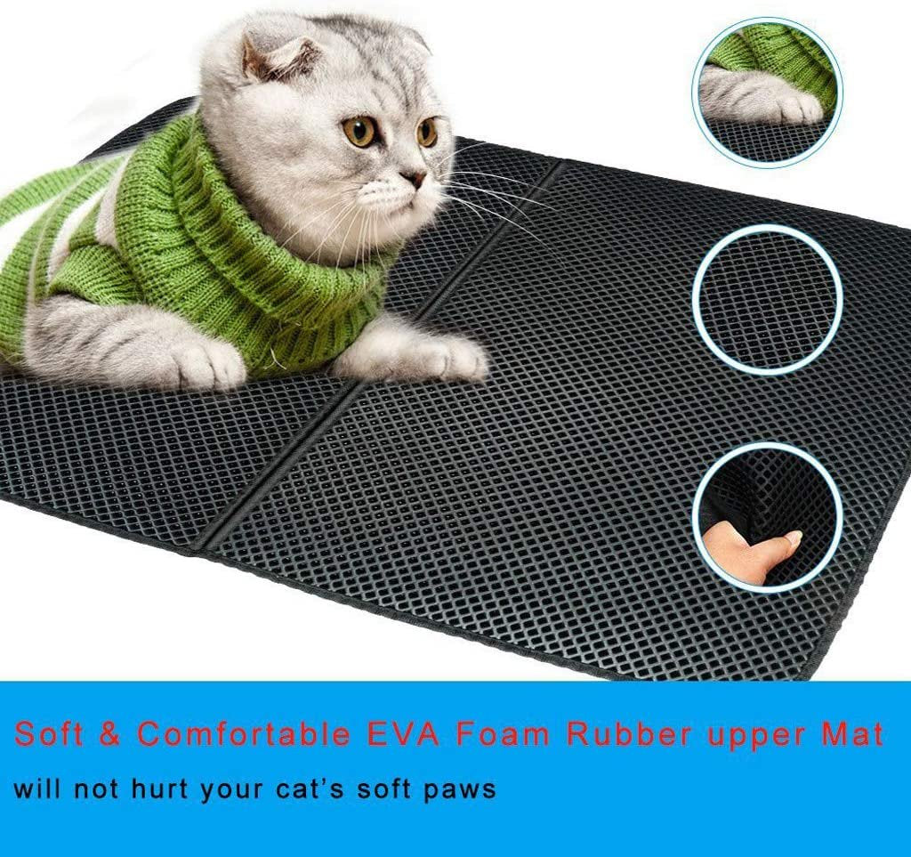 Litter Box Mat for Litter Box Cat Litter Mat Underlay, Honeycomb Design Litter Box Mat Waterproof Double Layer Design Cat Mat Animals & Pet Supplies > Pet Supplies > Cat Supplies > Cat Litter Box Mats Universal   