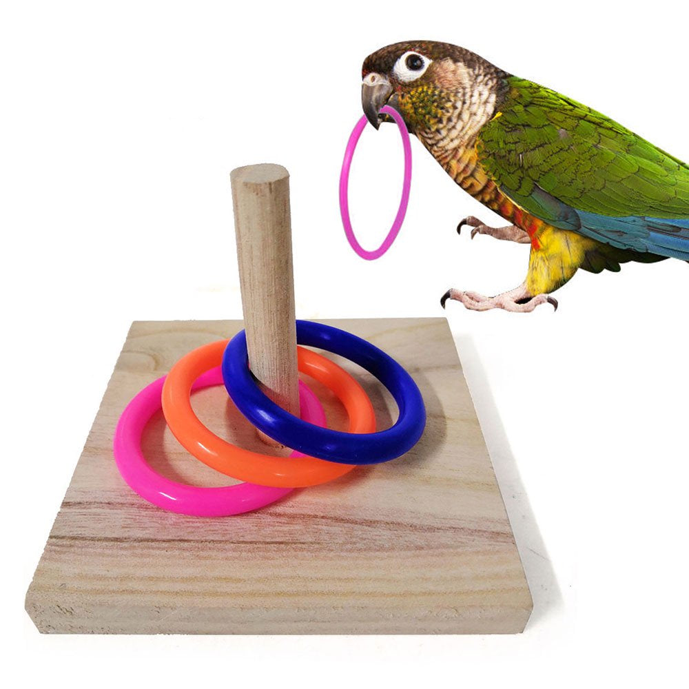 Bird Wooden Platform Plastic Ring Tabletop Toys Intelligence Development Chew Puzzle Toy Pet Bird Supplies for Parrots Parakeets Budgie Australian Parrot Small Birds