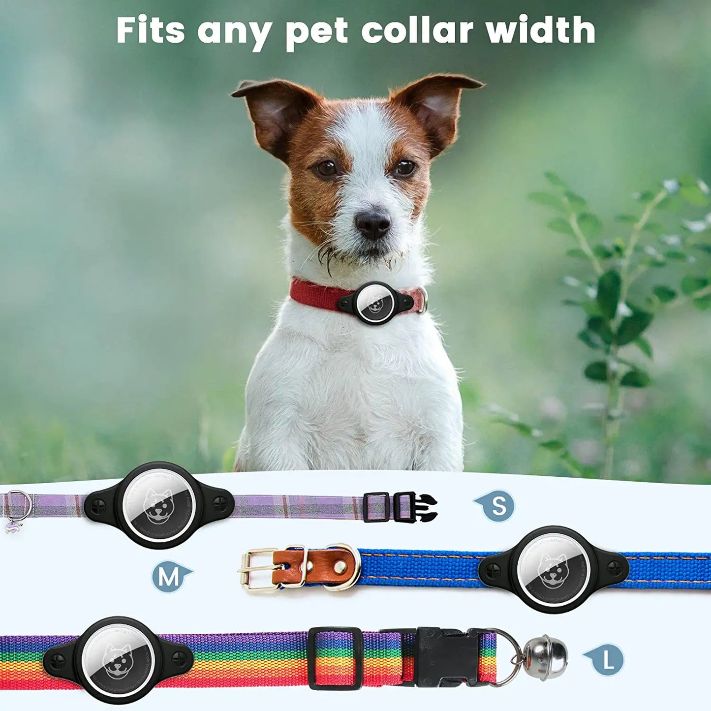 Airtag Holder for Dog Collar, Airtag Dog Collar Holder Compatible with Apple Airtags, Waterproof Airtag Case for Dogs, Anti-Lost Airtag Case Fits All Width Collars