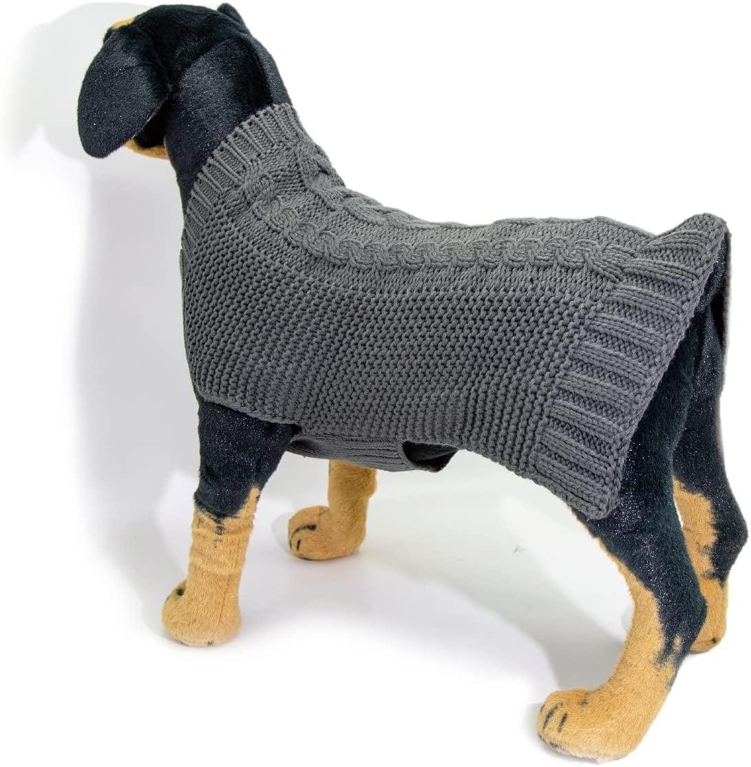 Ganfanren Dogs Sweater Knitted Winter Pullover Pet Coat Clothes (Grey Braided, X-Large) Animals & Pet Supplies > Pet Supplies > Dog Supplies > Dog Apparel Rongcheng Clothing   