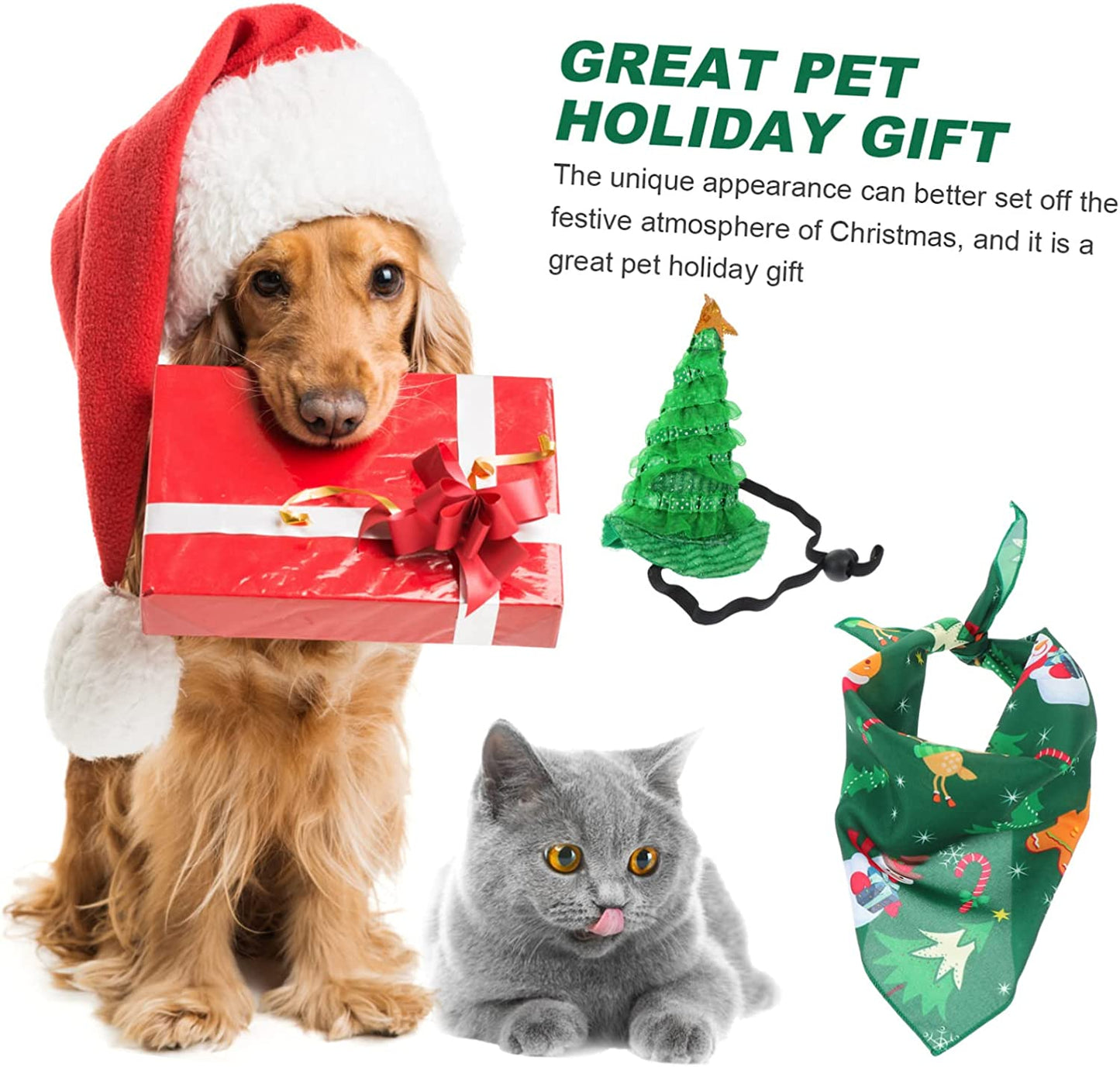 GLSTOY 1 Set Pet Christmas Hat Headband Set Santa Scarf Santas Hat Christmas Party Pet Decor Dog Christmas Hat Winter Holiday Dog Scarf Party Hat for Pet Cat Decorative Caps Xmas Pet Bib Animals & Pet Supplies > Pet Supplies > Dog Supplies > Dog Apparel GLSTOY   