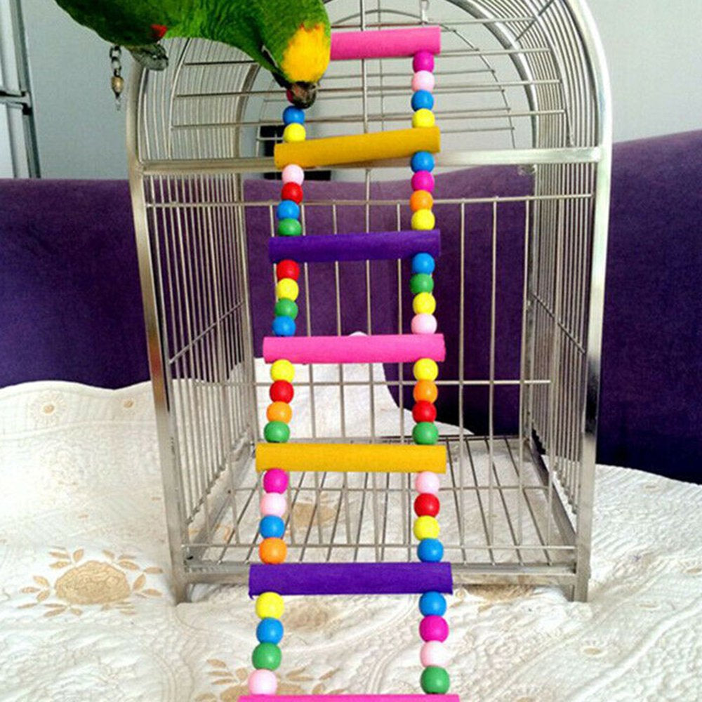 Walbest Multicolor Pet Ladder Bird Climbing Bite Toy for Bird Parrot Macaw African Greys Budgies Cockatiels Parakeet Hamster Rat Crawling Rainbow Bridge Wooden Cage Funny Perch Trainning Swing Toy Animals & Pet Supplies > Pet Supplies > Bird Supplies > Bird Toys Walbest   