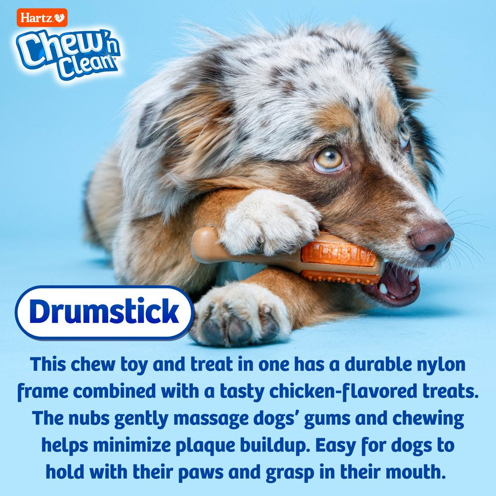 Hartz Chew ‘N Clean Drumstick Dog Chew Toy and Treat in One, Chicken Flavored Dog Toy for Moderate Chewers, Extra Small