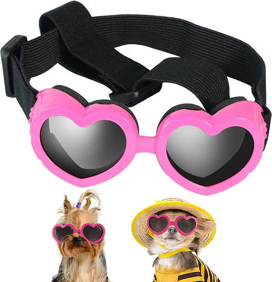 IKUSO Dog Sunglasses Small Breed,Uv Protection Dog Sunglasses with Adjustable Strap, Heart Dog Goggles for Waterproof Windproof Anti-Fog Eye Protection,Beach Accessories for Puppy (Pink) Animals & Pet Supplies > Pet Supplies > Dog Supplies > Dog Apparel ikuso pink  