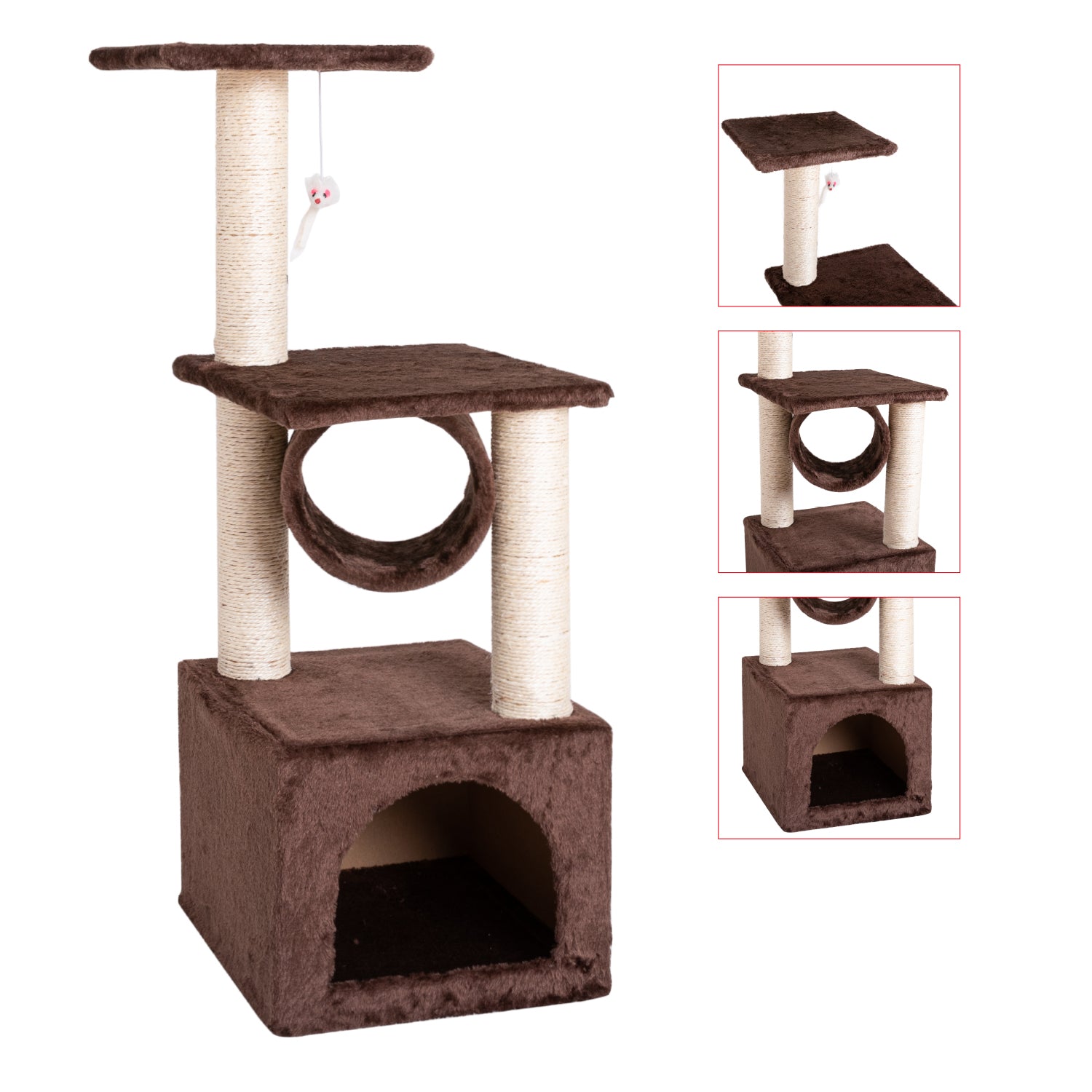 Leafy Paddy 52 Inches Cat Tree,Large Cat Tower,Multi-Level Cat Tree Stand House Furniture Kittens Activity Tower with Scratching Posts Kitty Pet Play House Brown Animals & Pet Supplies > Pet Supplies > Cat Supplies > Cat Furniture Leafy Paddy 36" Brown 