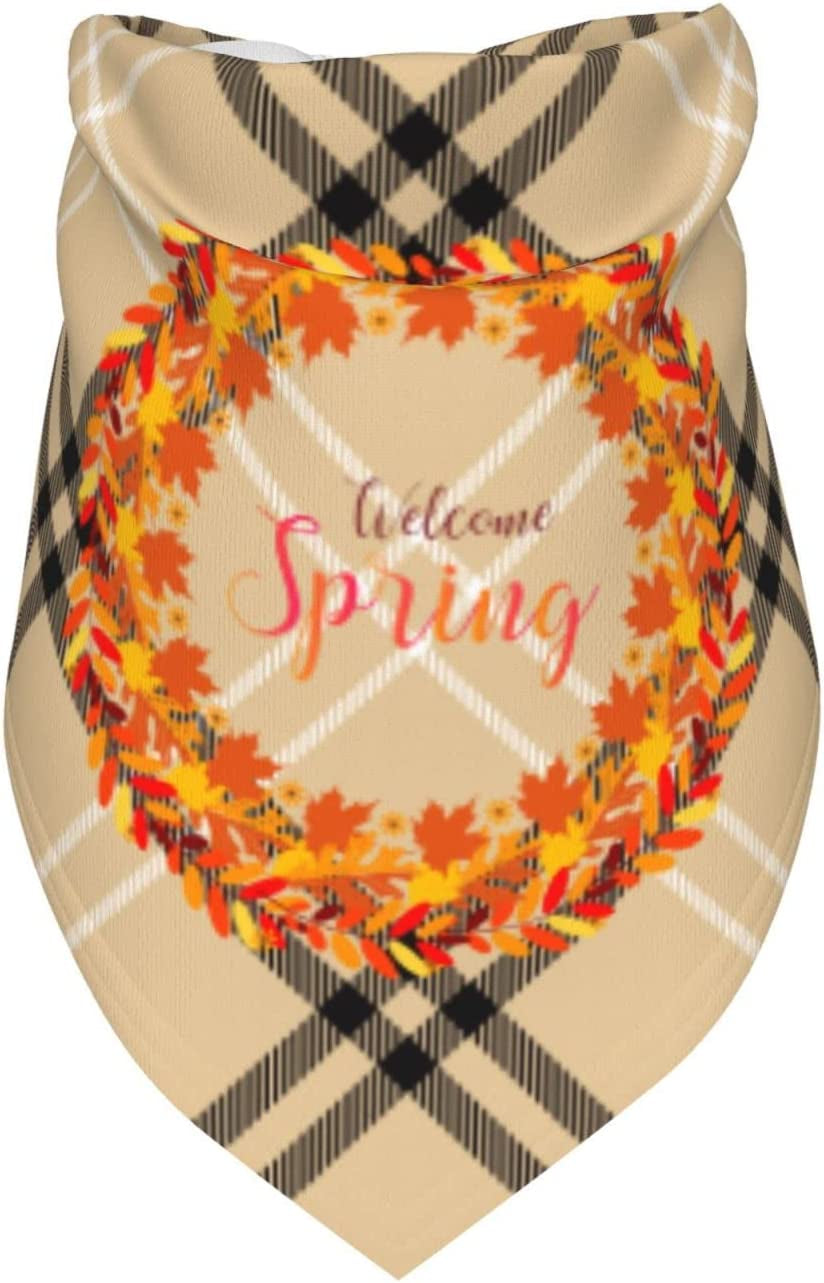 Welcome Spring Typography with Beautiful Pet Dog and Cat Decorative Triangle Scarf,Dog Bandana,Breathable and Stain Resistant. Animals & Pet Supplies > Pet Supplies > Dog Supplies > Dog Apparel ZALTAS   